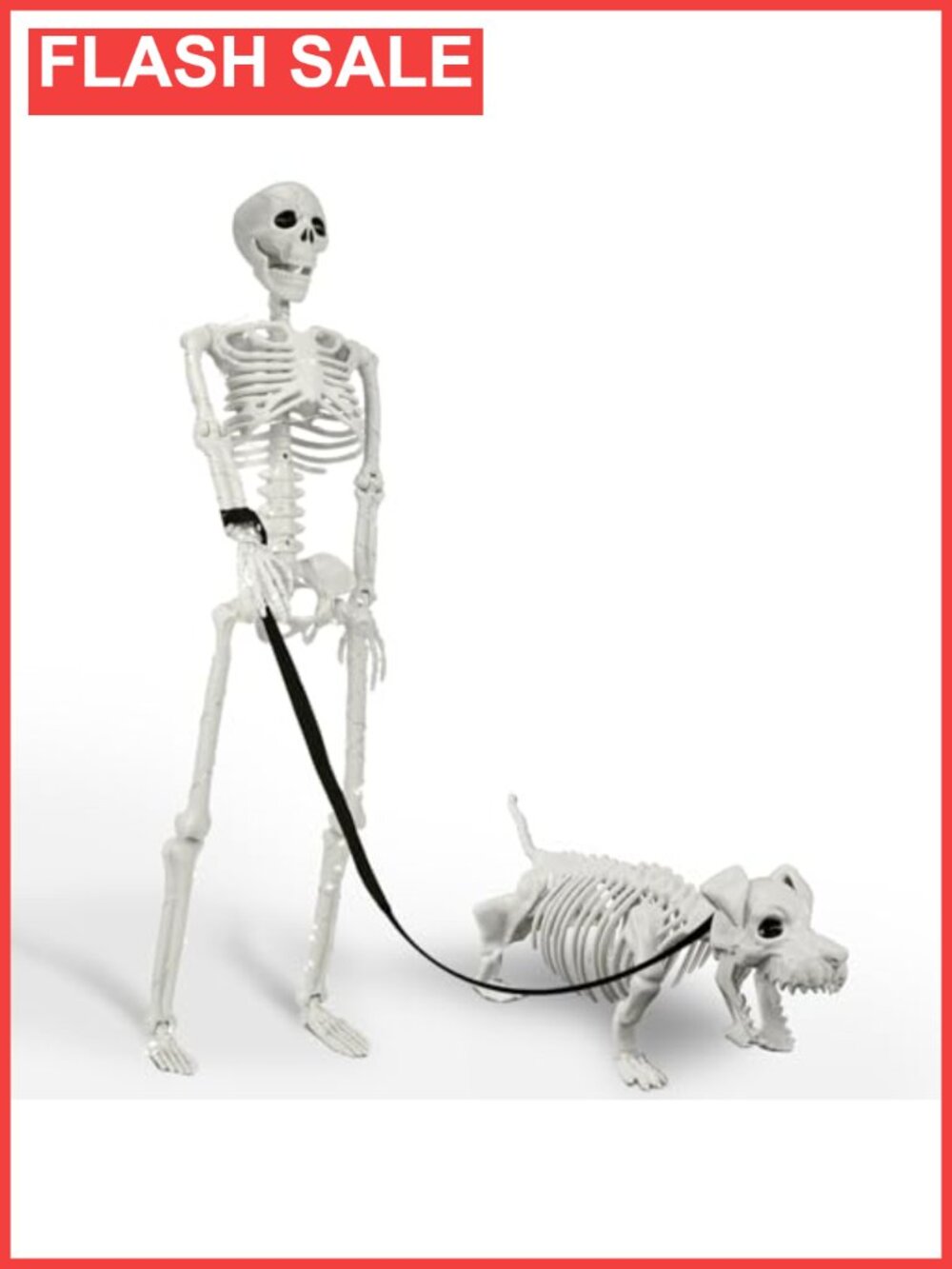 36 Inch Posable Skeleton & Dog Halloween Decoration Outdoor Indoor